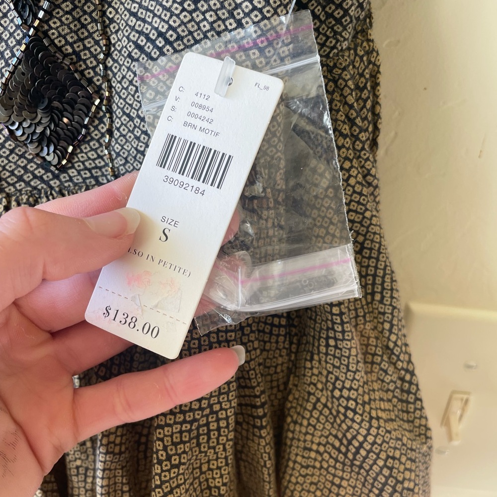 Anthropologie Akemi Kin Anaphora Tank Top Size Small Peplum Yellow Beaded Boho - Picture 8 of 9